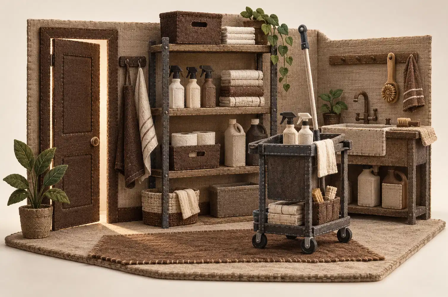 Illustration of cleaning businesses and their working space